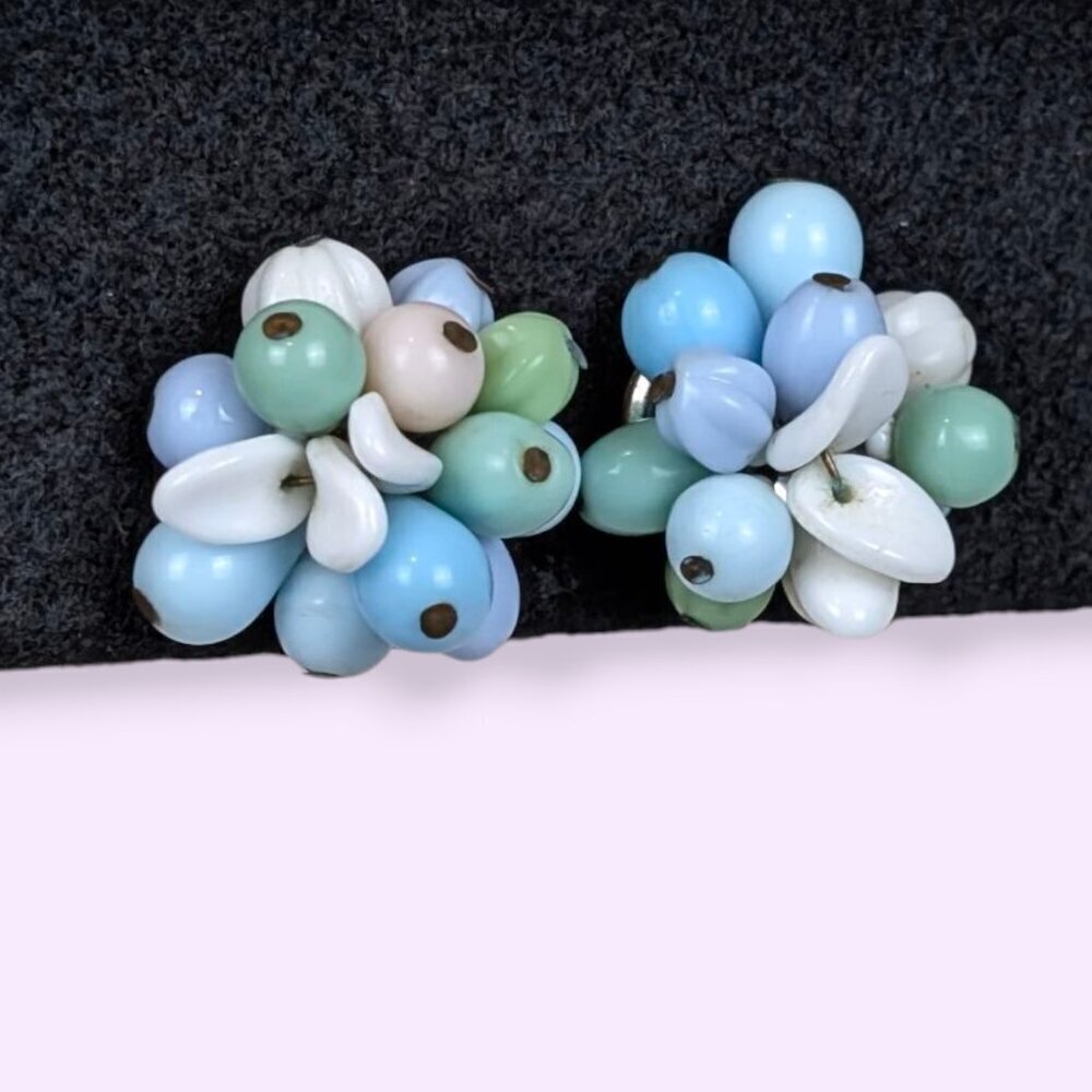 V. Glass Pastel Cluster Bead Earrings